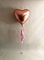 36” Rose Gold Heart Foil Balloon and with Skirt-Tassel
