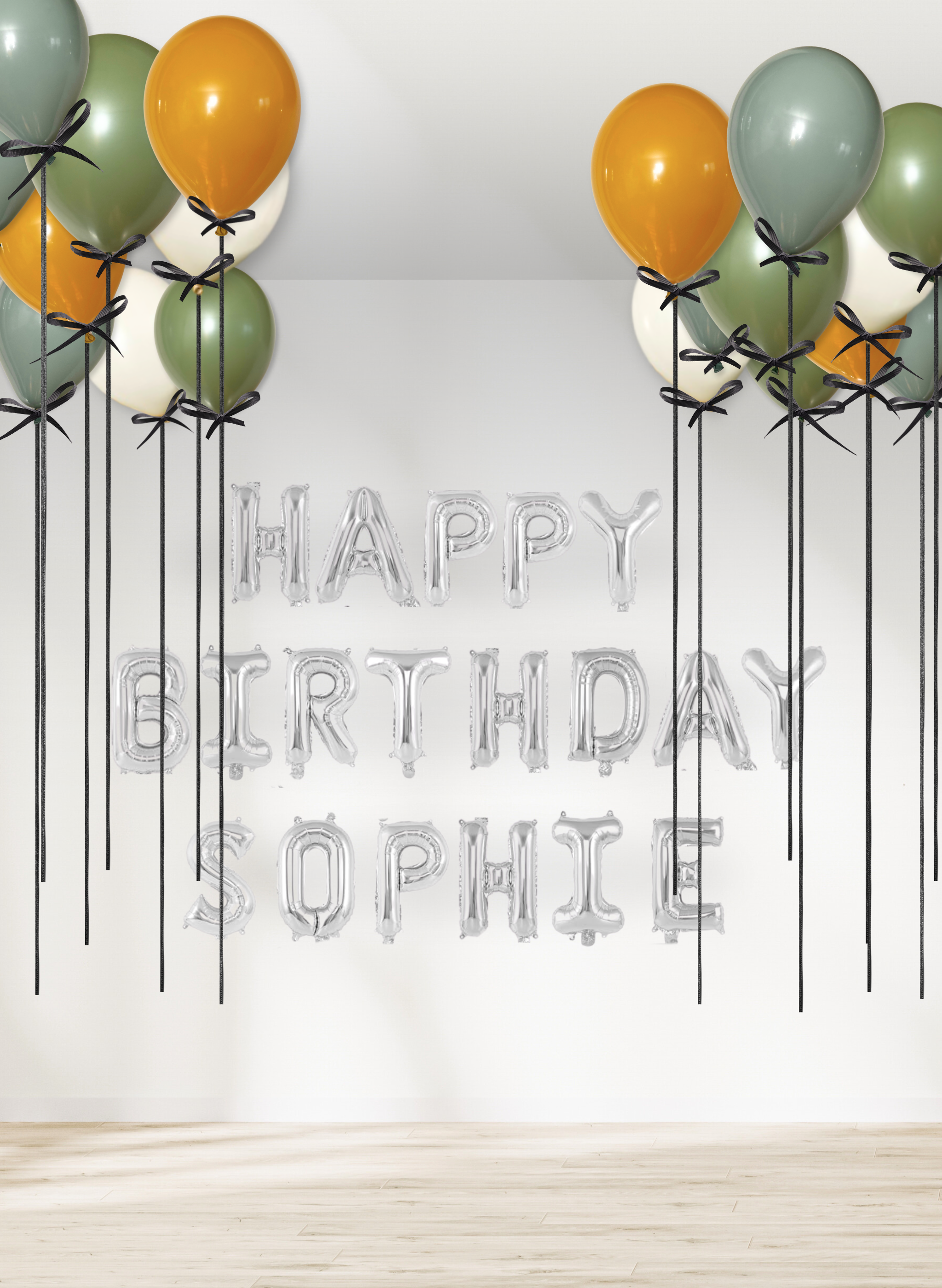 Customizable - Ceiling Balloons (Ribbon with Banner)