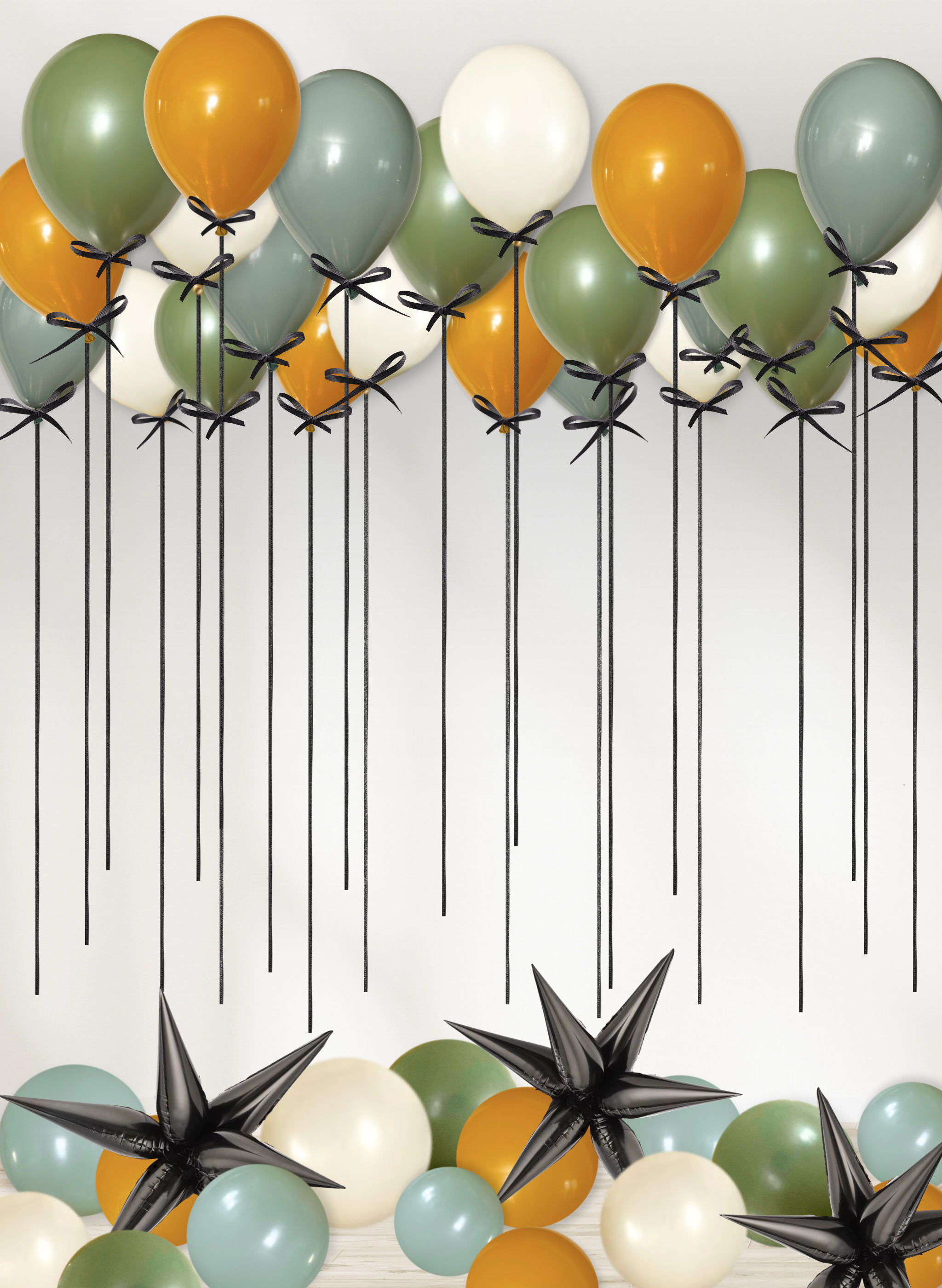 Customizable - Ceiling and Floor Balloons (Ribbon and Starburst)
