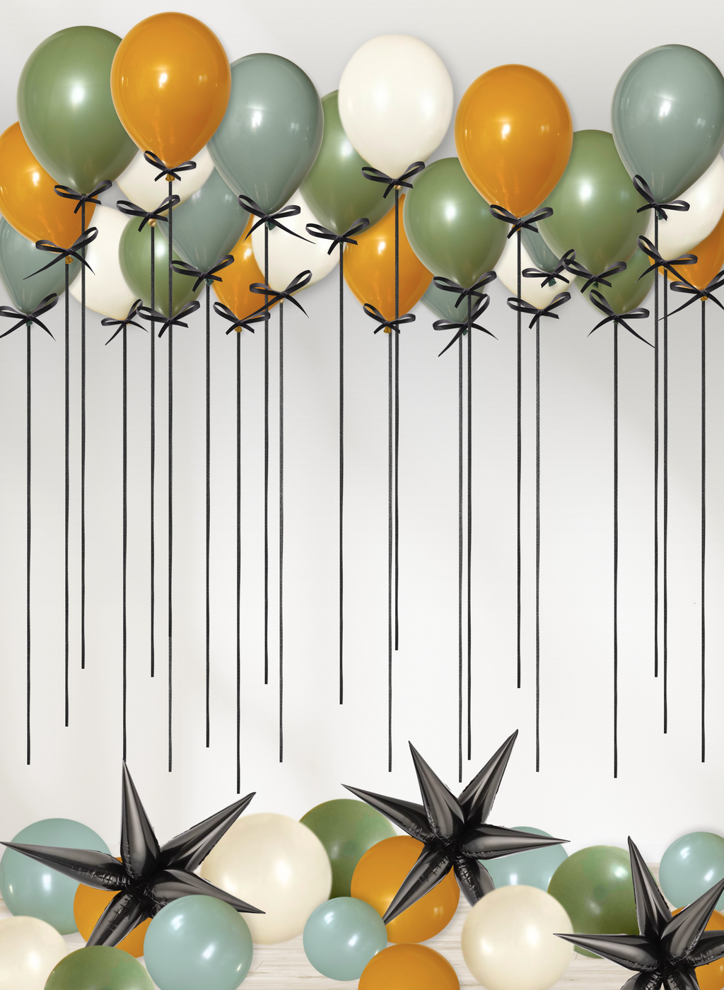 Customizable - Ceiling and Floor Balloons (Ribbon and Starburst)