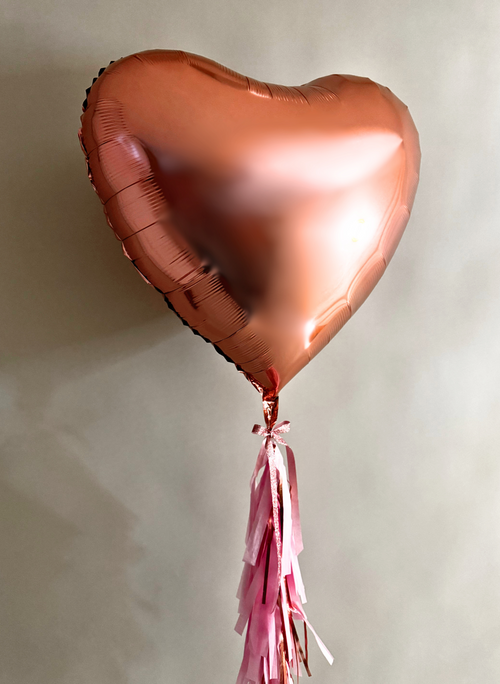 36” Rose Gold Heart Foil Balloon and with Skirt-Tassel