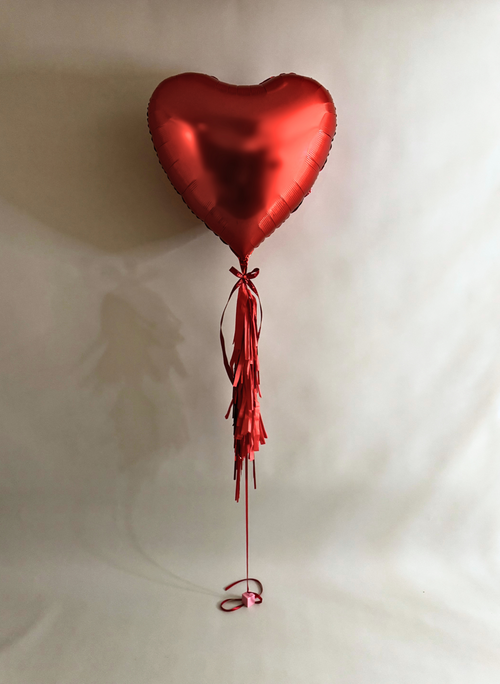 36” Ruby Red Heart Foil Balloon and with Skirt-Tassel