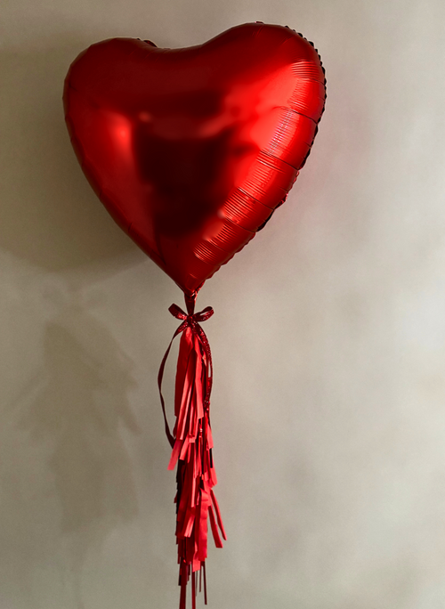 36” Ruby Red Heart Foil Balloon and with Skirt-Tassel